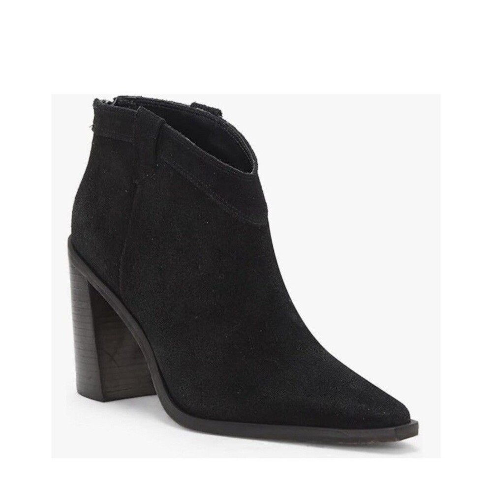 Vince Camuto Suede Western Ankle Boots Black Wellinda Size 8.5